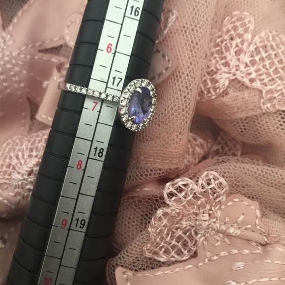 NWOT Vintage Solid 10K White Gold Tanzanite & Diamond Ring - Picture 10 of 14